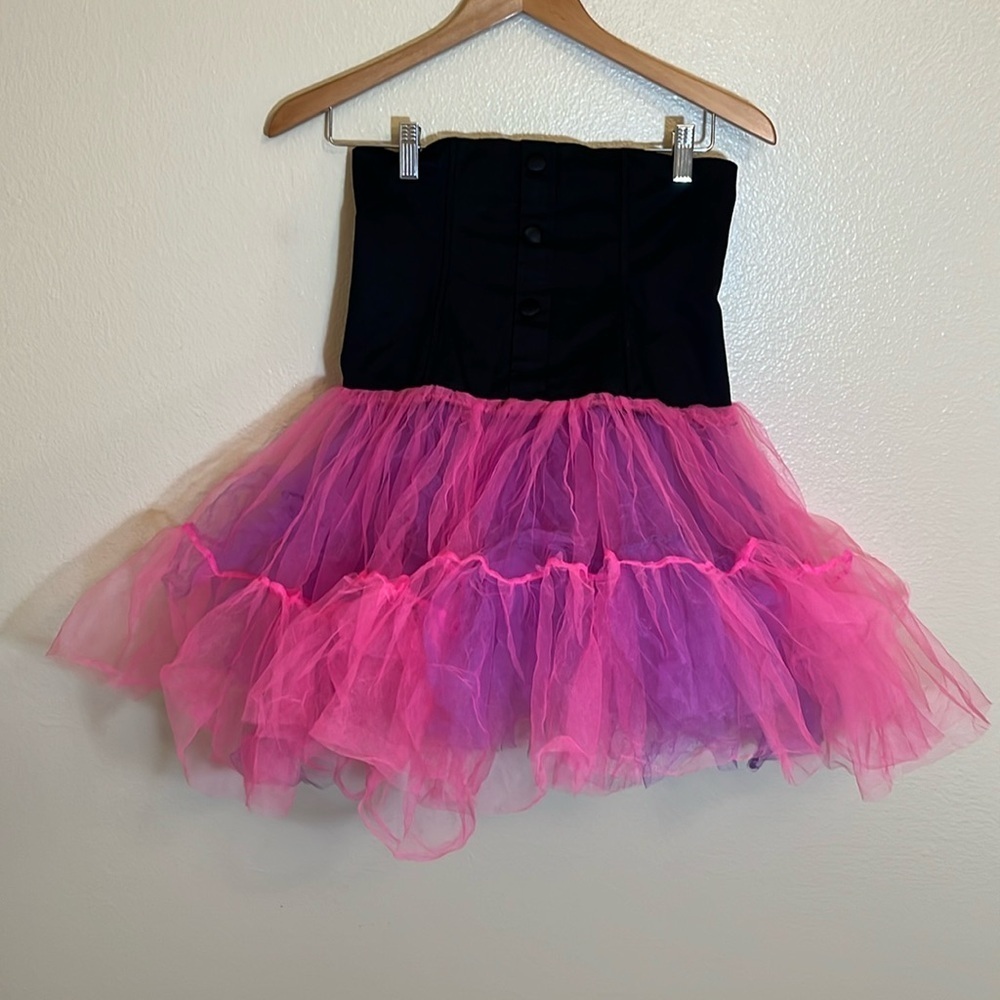 Hell Bunny Black Pink Tutu Tulle Gothic Corset Dress